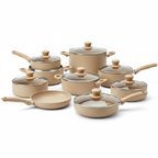 Opalina Granite Coated Cookware Set Beige 9-Piece